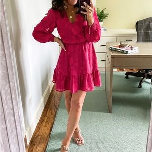 Evereve Fit and Flare Hot Pink Dress Size XS